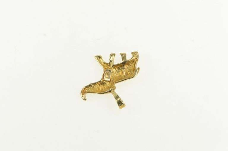 14K Yellow Gold Diamond Cut Elephant Strength Patience Charm/Pendant
