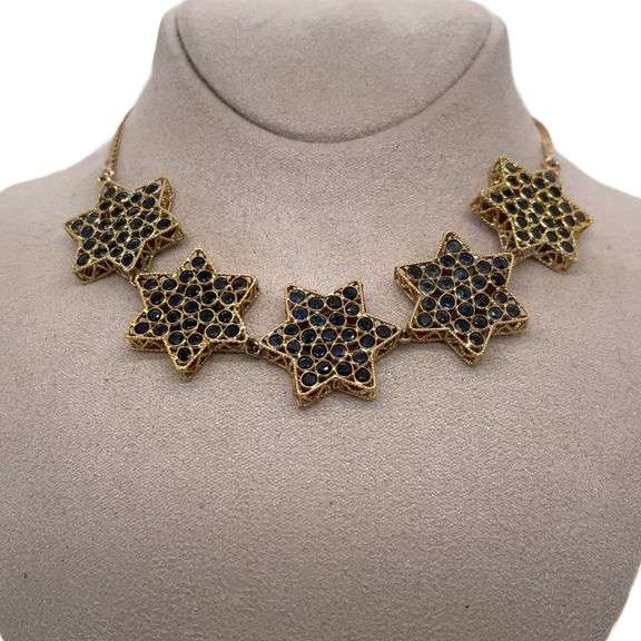 18K YELLOW GOLD 5 STAR NECKLACE- 7.5 CARAT RUBIES AND 7.5 CARAT EMERALDS