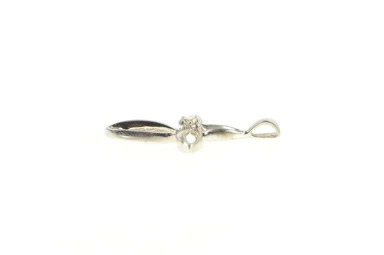 10K White Gold Diamond Inset Curvy Cross Christian Faith Pendant