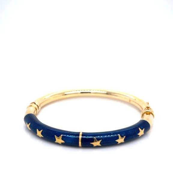 14K YELLOW GOLD CELESTIAL INLAY BANGLE