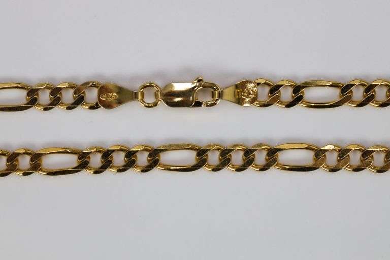 22k Yellow Gold Plated Sterling Silver Diamond-Cut Figaro Link Chain 4.5mm Solid 925 Italy Necklace 28"