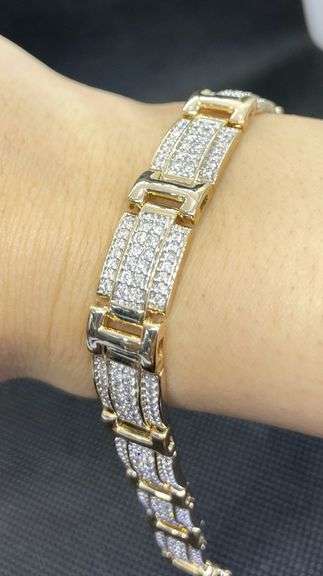 NEW UNUSUAL MENS 10KT GOLD DIAMOND BRACELET