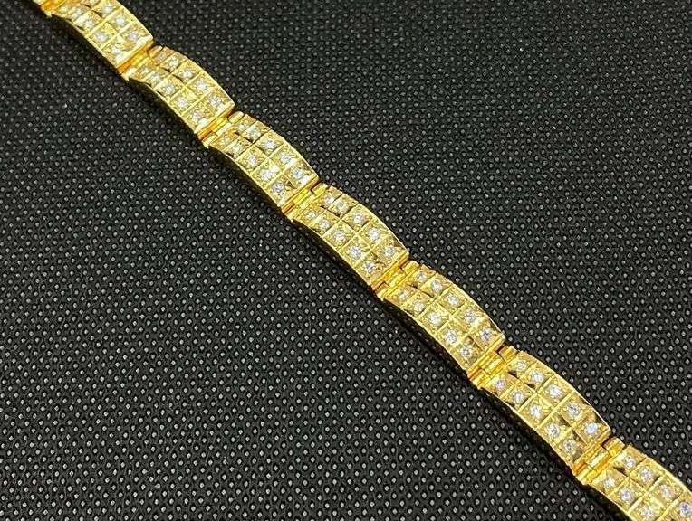 STUNNING 3.50 CARART T.W. MENS 14K YELLOW GOLD DIAMOND BRACELET