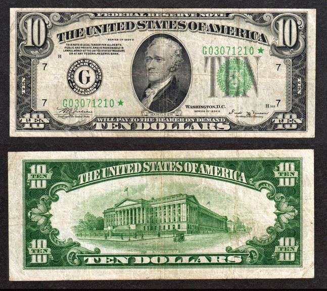 $10 1934-B FRN from the Chicago District STAR Note! Very Fine