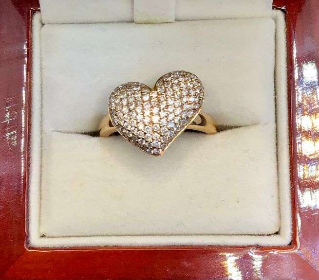 LOVELY HEART 14K ROSE GOLD DIAMOND RING