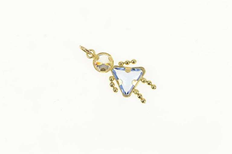 14K Yellow Gold Birthstone Baby September Sim. Sapphire Charm/Pendant