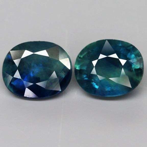 Unheated! 1.57ct top blue green Sapphire pair
