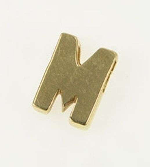 14K Yellow Gold M Squared Boxy Letter Initial Monogram Pendant