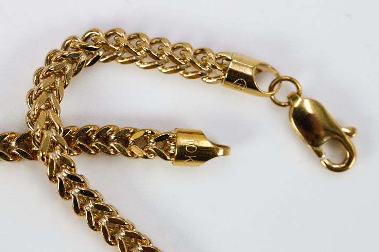10k Yellow Gold Hollow Franco Wheat Rope Chain 3.7mm Bracelet 8"