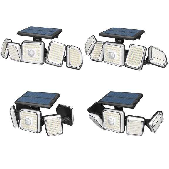Rotatable 5 Head 214 LED Solar Sensor Wall Light