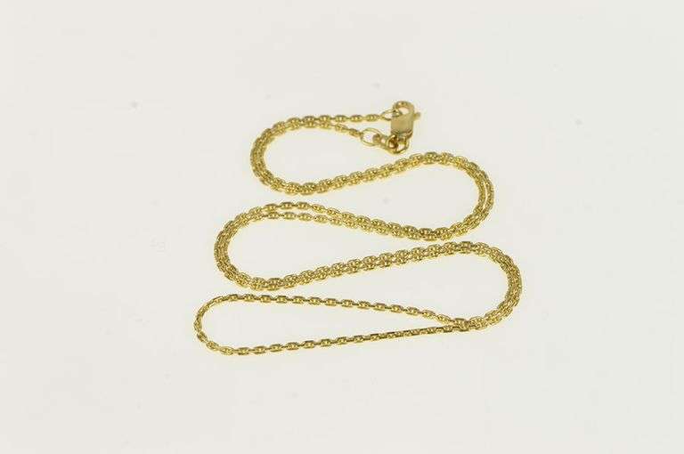 14K Yellow Gold 1.4mm Thick Squared Cable Link Chain Necklace