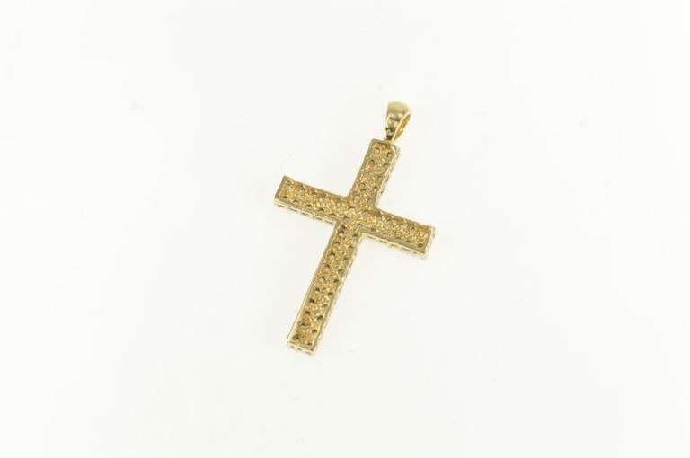 10K Yellow Gold 0.25 Ctw Diamond Cross Christian Faith Pendant