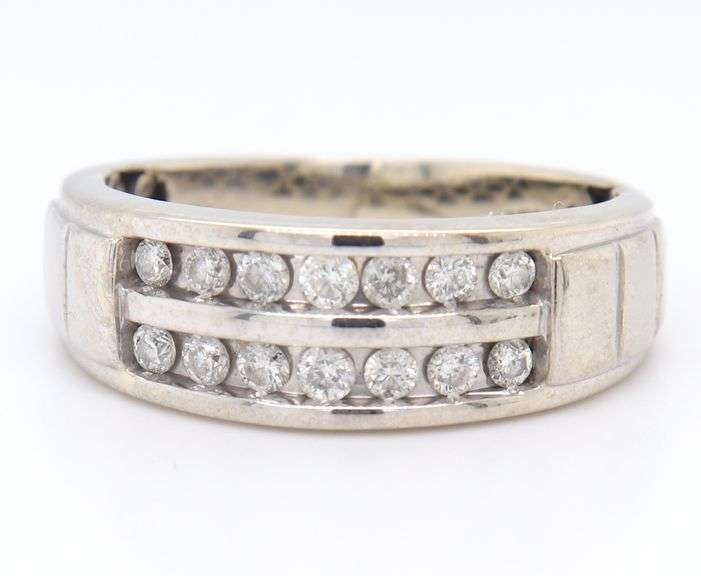 Sparkling Two Row Channel Set Diamond Band in White Gold
