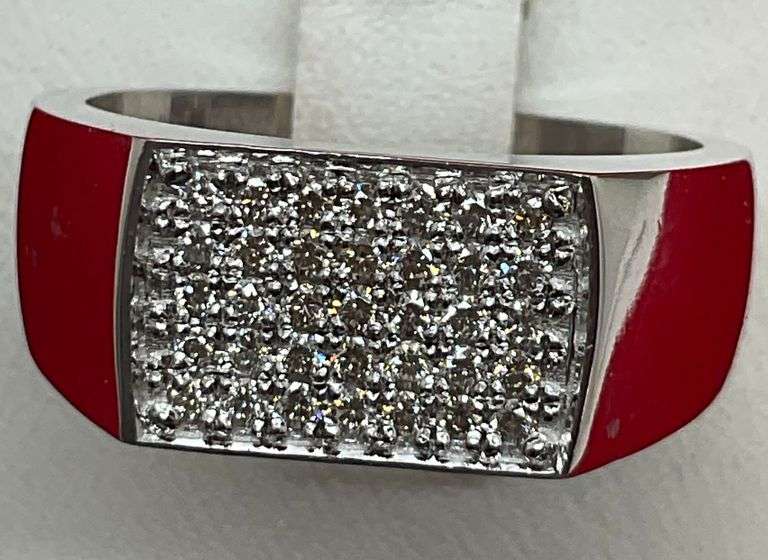 BRAND NEW MENS 14K WHITE GOLD AND DIAMOND RING