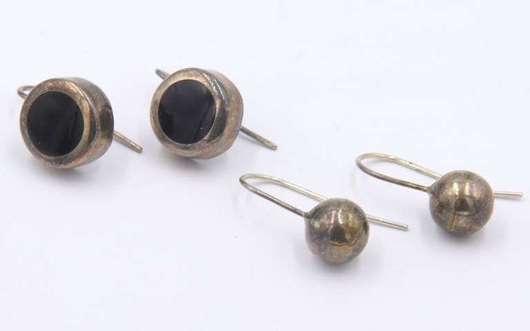 Vintage 925 Sterling Silver Lot of 2 Signed Earrings