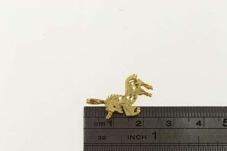 14K Yellow Gold Diamond Cut Unicorn Unique Symbol Charm/Pendant