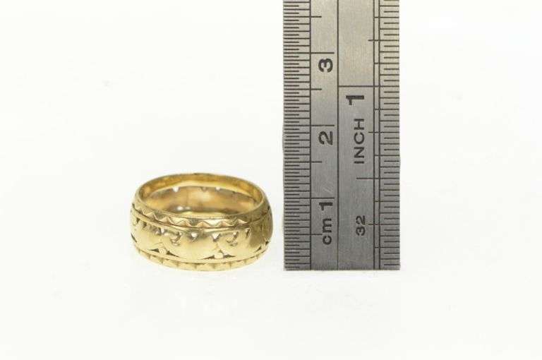 14K Yellow Gold 1930's Scroll Pattern Ornate Vintage Wedding Ring