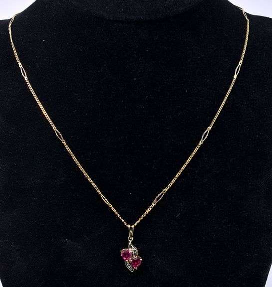 Angelic Ruby Heart Necklace In Yellow Gold