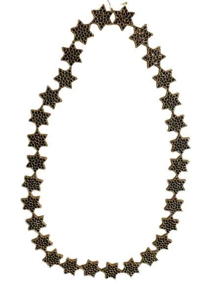 18K YELLOW GOLD 30 STAR NECKLACE- 75 CARAT RUBIES AND 75 CARAT EMERALDS