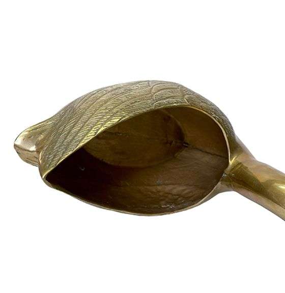 Vintage MCM Large Solid Brass Swan Planter With Curved Neck 17 Inch