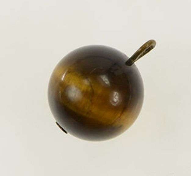 14K Yellow Gold Tiger's Eye 3D Ball Sphere Vintage Charm/Pendant