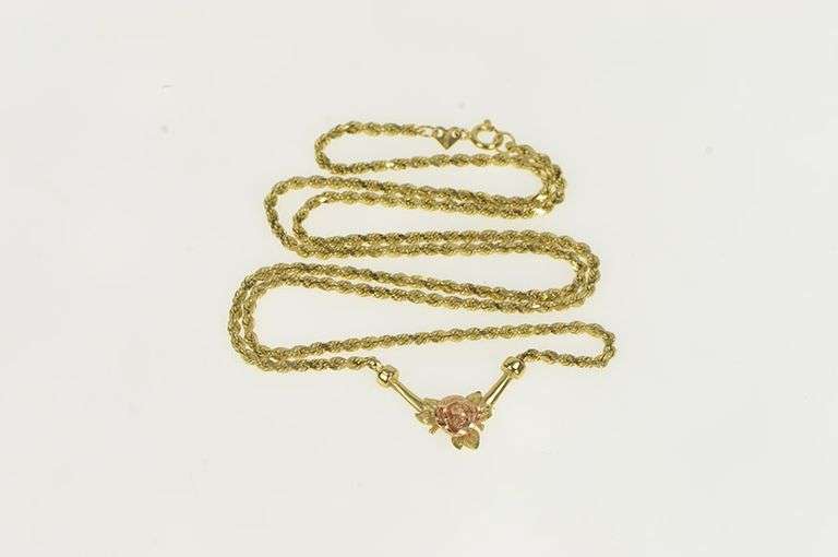 14K Yellow Gold 1.7mm Rope Link Classic Woven Chain Necklace