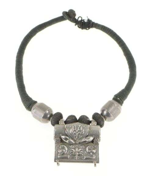 Sterling Silver Elaborate Floral Bird Tibetan Medallion Rope Necklace