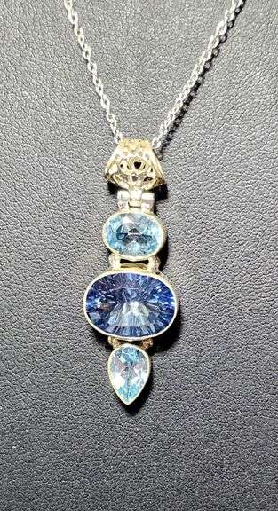 Certified 7.10 Ct Natural Tanzanite Aqaumarine  Pendant