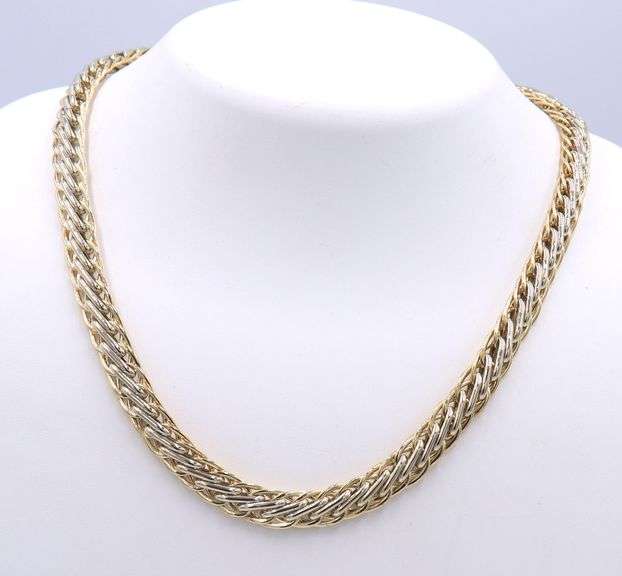 Incredible Two Tone Wheat Chain Necklace with Jumbo Spring Ring