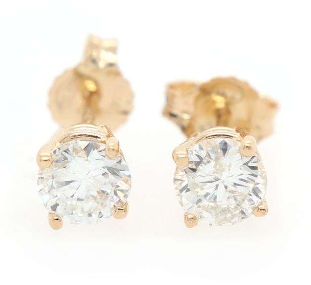0.80ctw Round Diamond Solitaire Stud Earrings in 14K