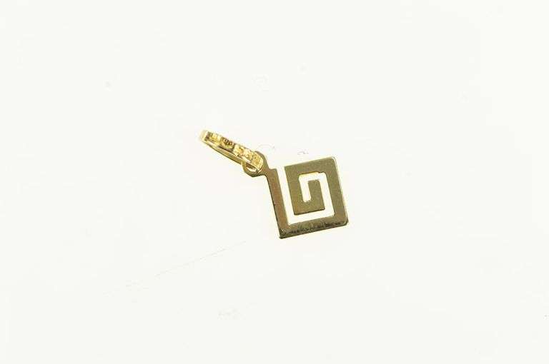 14K Yellow Gold Squared Swirl Spiral Geometric Charm/Pendant