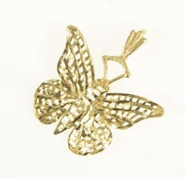 14K Yellow Gold Butterfly Filigree Change Symbol Vintage Charm/Pendant