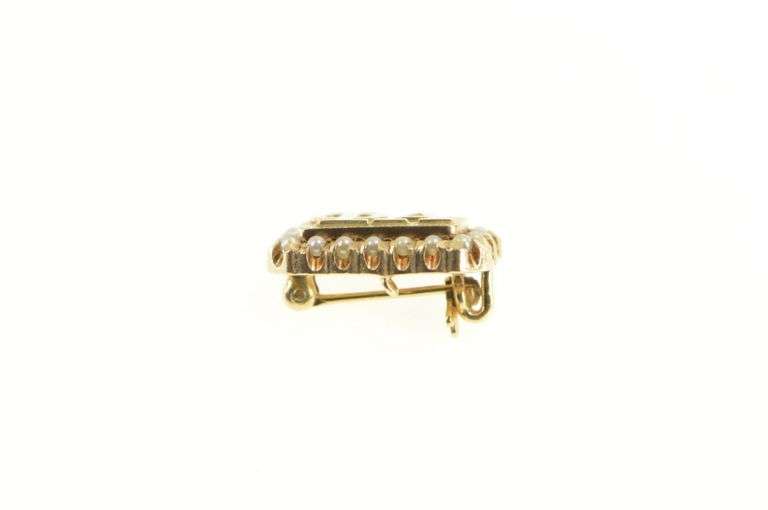 10K Yellow Gold Phi Alpha Victorian Seed Pearl Greek Lapel Pin/Brooch