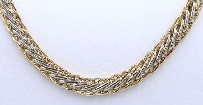 Incredible Two Tone Wheat Chain Necklace with Jumbo Spring Ring