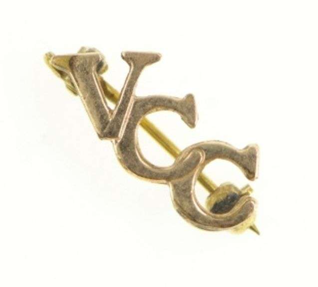 10K Yellow Gold VCC Retro Vintage Simple Lapel Pin/Brooch