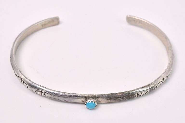 Navajo Turquoise Cuff Bracelet In Sterling Silver