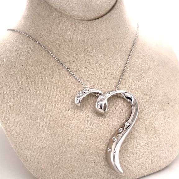 14K WHITE GOLD CHARM NECKLACE WITH DIAMONDS