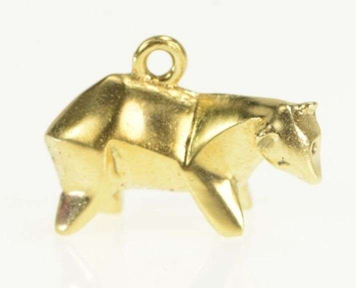 14K Yellow Gold 3D Stylized Bear Geometric Animal Charm/Pendant