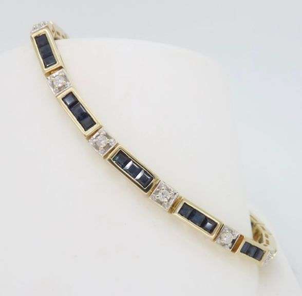 Blue Sapphire & Diamond Tennis Bracelet