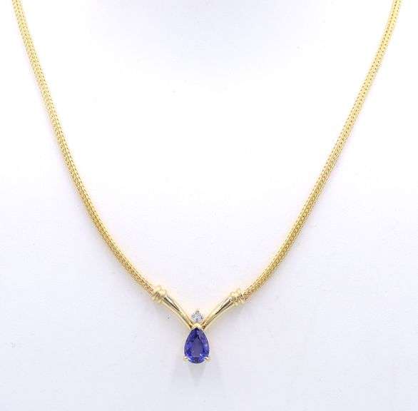 Incredible Yellow Gold Tanzanite and Diamond Necklace