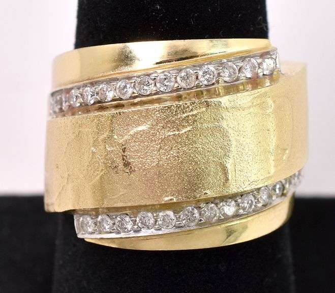 Sturdy Diamond Ring In 14K yellow Gold