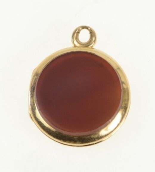 14K Yellow Gold Onyx Carnelian Victorian Picture Locket Charm/Pendant