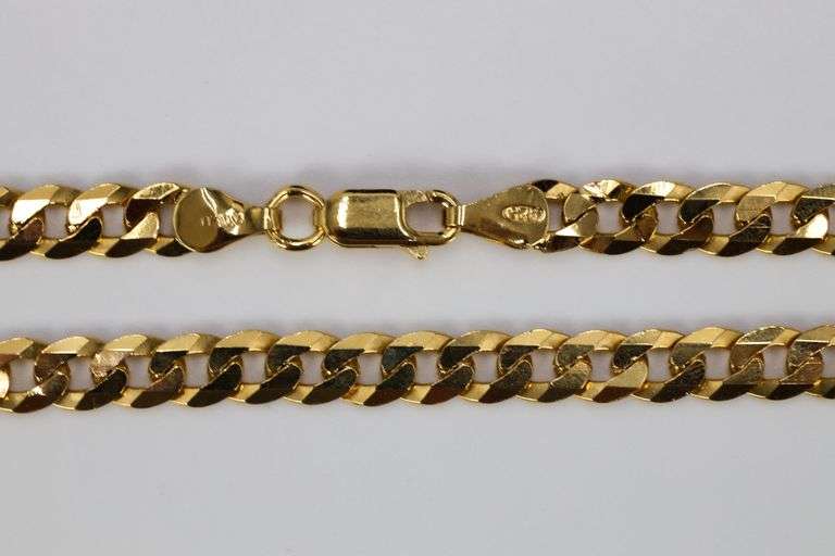 22k Yellow Gold Plated Men's 5.5mm Solid .925 Sterling Silver Curb Chain Link Italy 30"