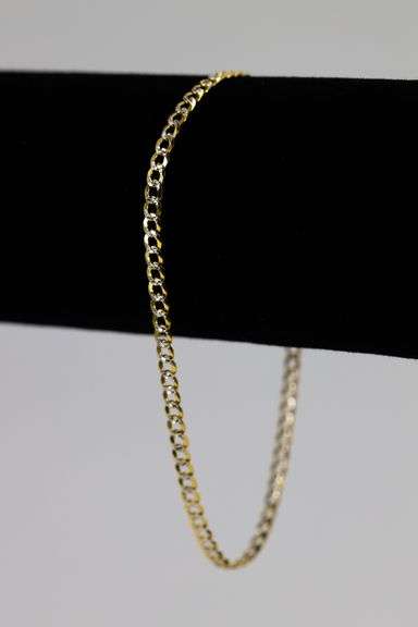 10k Yellow Gold Solid Pave Curb Link Chain 3.2mm Bracelet 8"