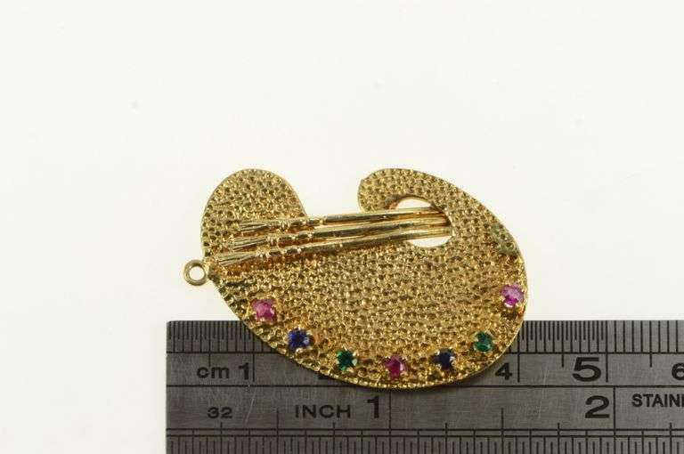 14K Yellow Gold 1960's Painters Pallet Artist Art Lover Charm/Pendant