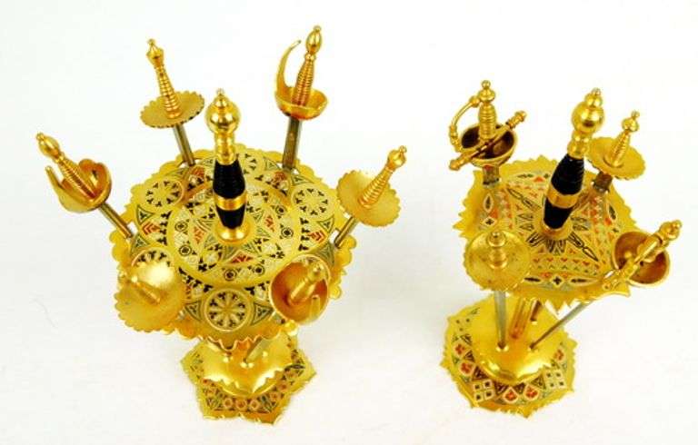 2 Spanish Damascene H'dourves Appetizer Sets