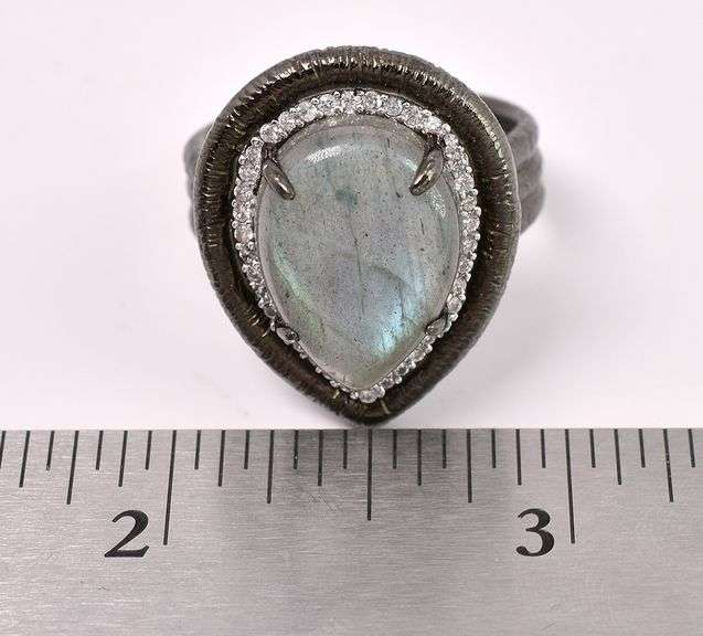 Labradorite And White Quartz Ring In Sterling Silver