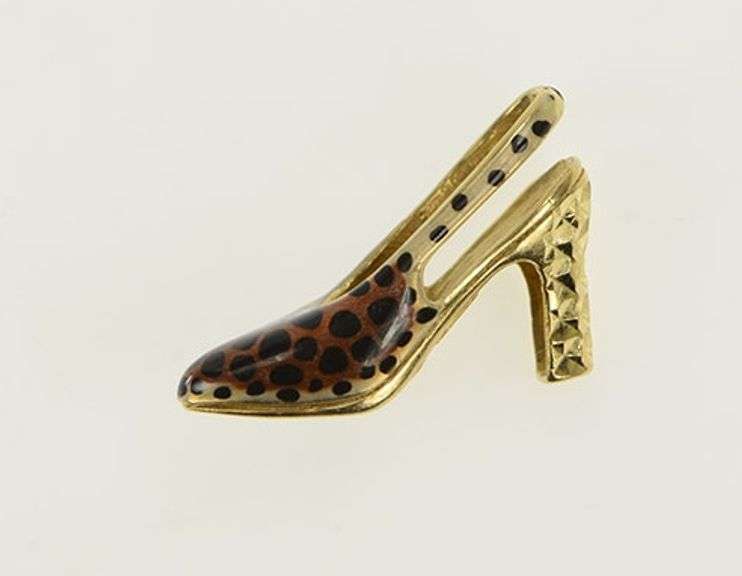 14K Yellow Gold Cheetah Leopard Print High Heel Shoe Charm/Pendant