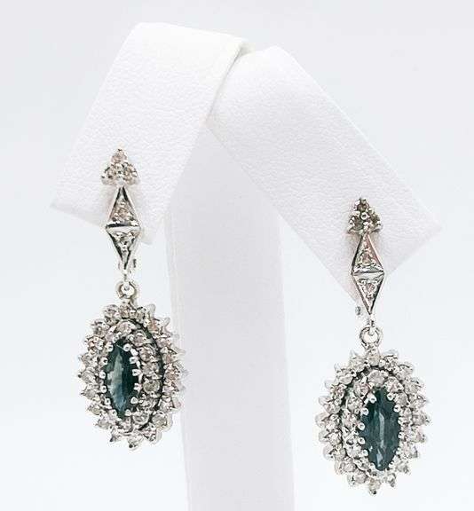 Stunning Sapphire and Diamond Earrings in 18K White Gold