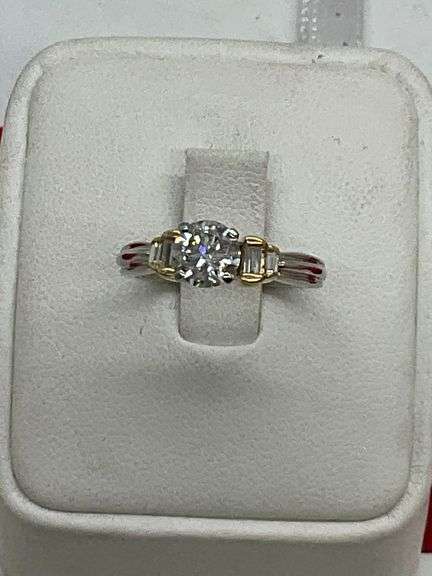 CERTIFIED LADIES 18K AND PLATINUM DIAMOND ENGAGEMENT RING